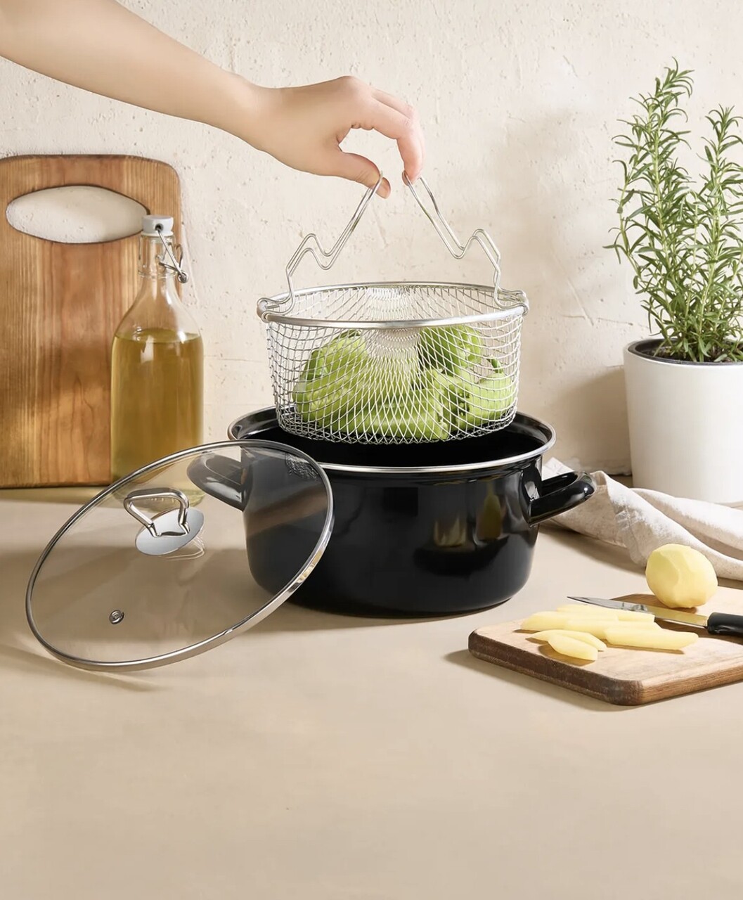 Oala, Hermia, 960DYN1312, Capac de sticlă (1 bucată), Negru - imagine 4